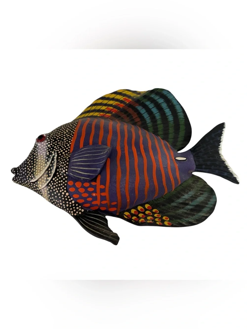 Colorful Hand-Painted Tropical Fish Wall Decor - Orange, Blue & Green